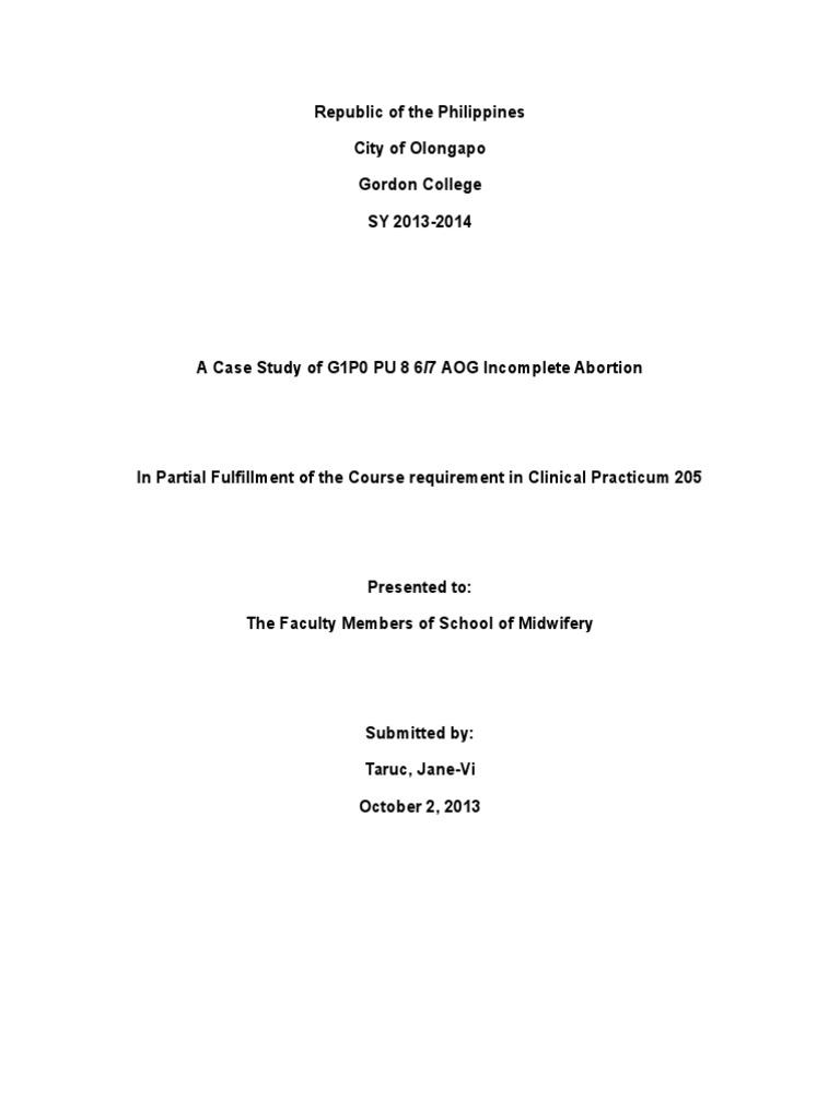 case study on miscarriage complications of incomplete abortion